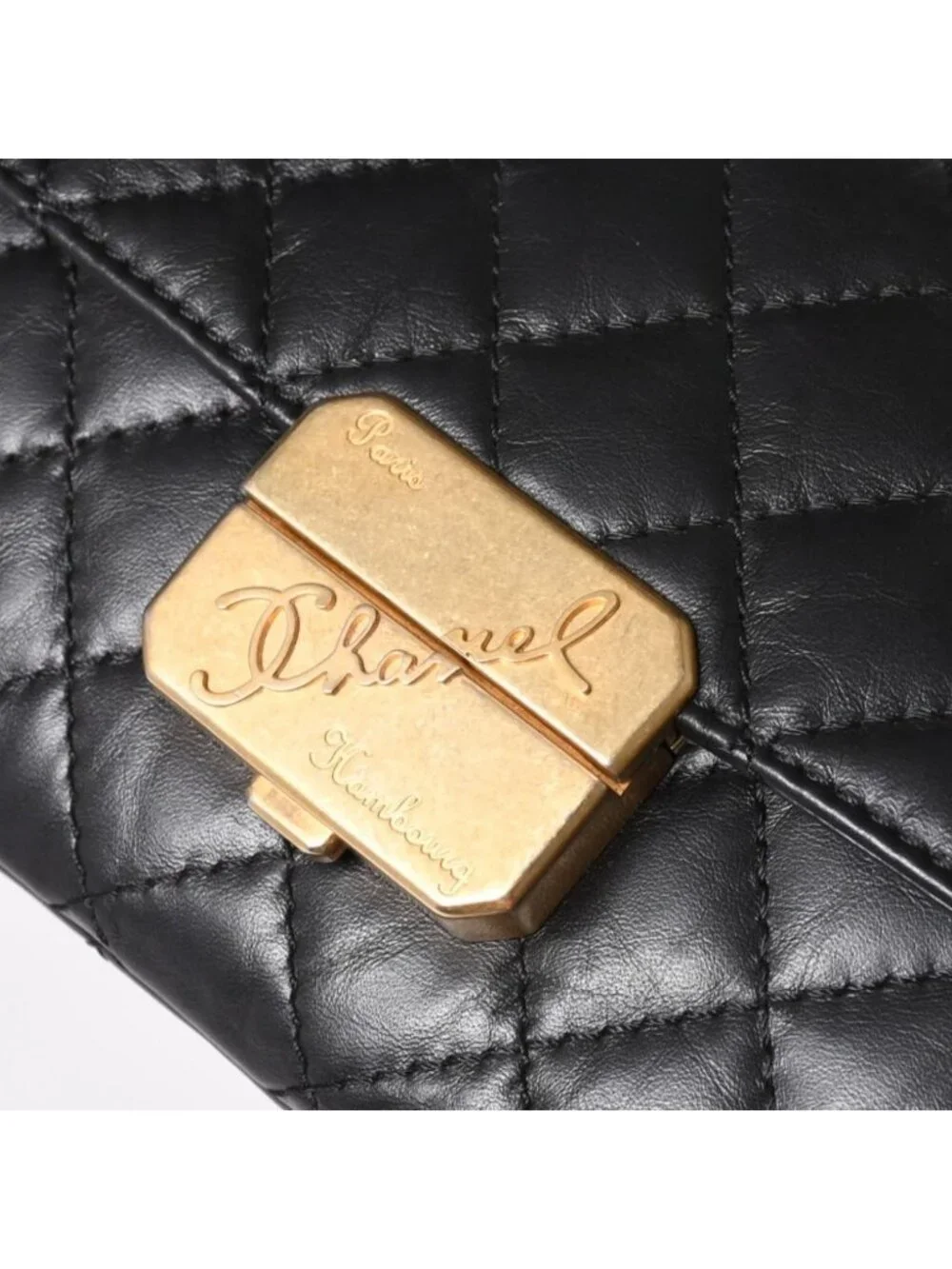 Chanel Metiers D'art Collection Clutch CC Logo Aged Calfskin Black
